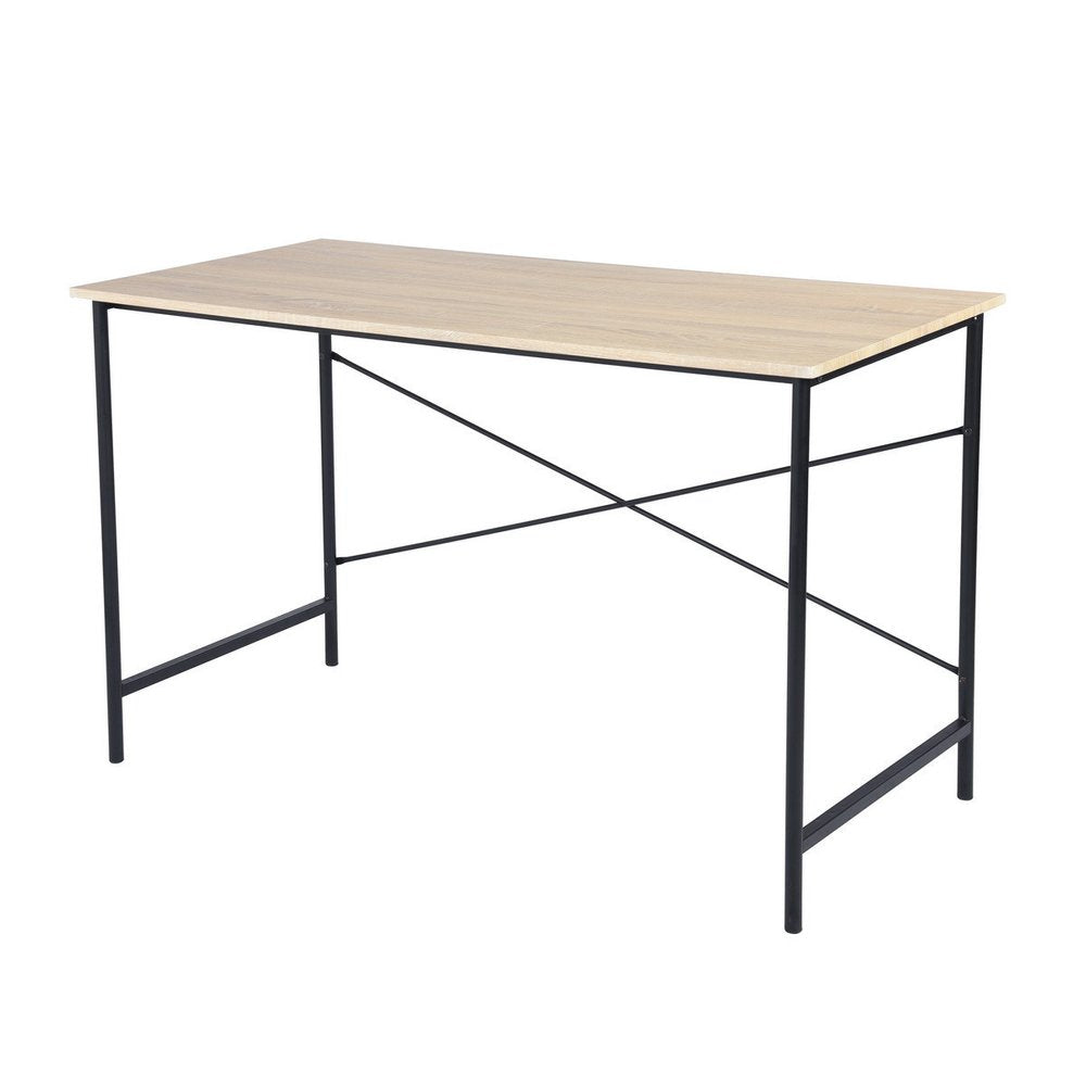 47" Natural and Black Wood and Aluminum Computer Desk