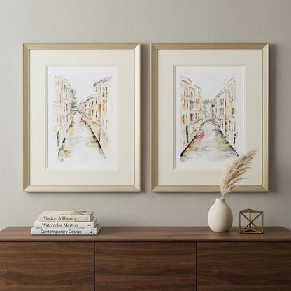 Set of Two Brown Streets of Venice Framed Art