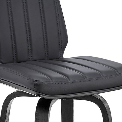 27" Gray And Black Faux Leather And Fabric And Iron Counter Height Swivel Bar Chair