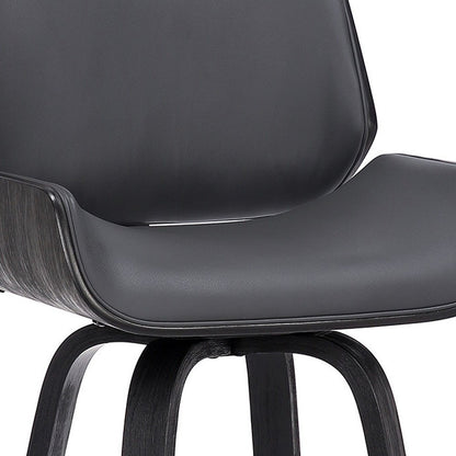 30" Gray And Black Fabric And Iron Bar Height Swivel Bar Chair