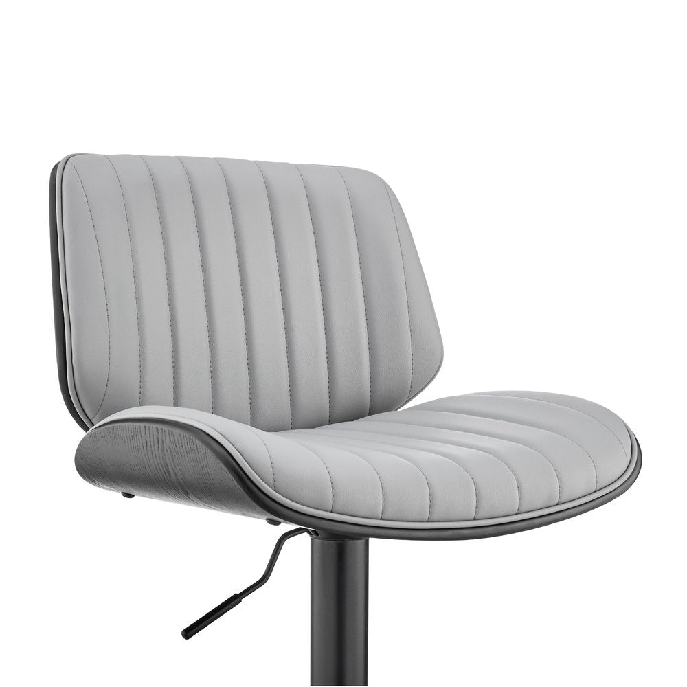 Gray And Black Fabric And Iron Adjustable Height Swivel Bar Chair