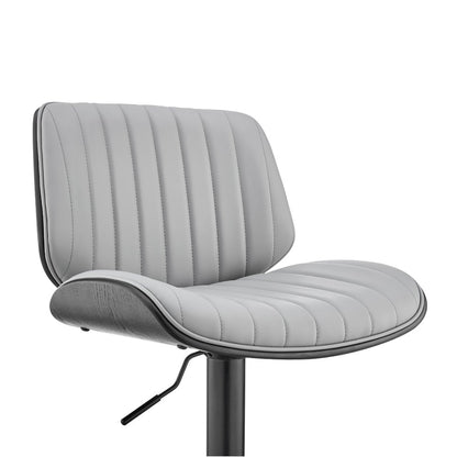 Gray And Black Fabric And Iron Adjustable Height Swivel Bar Chair