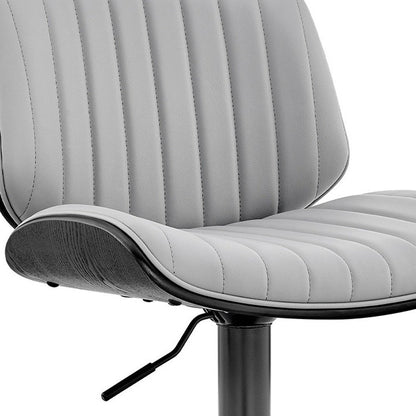 Gray And Black Fabric And Iron Adjustable Height Swivel Bar Chair