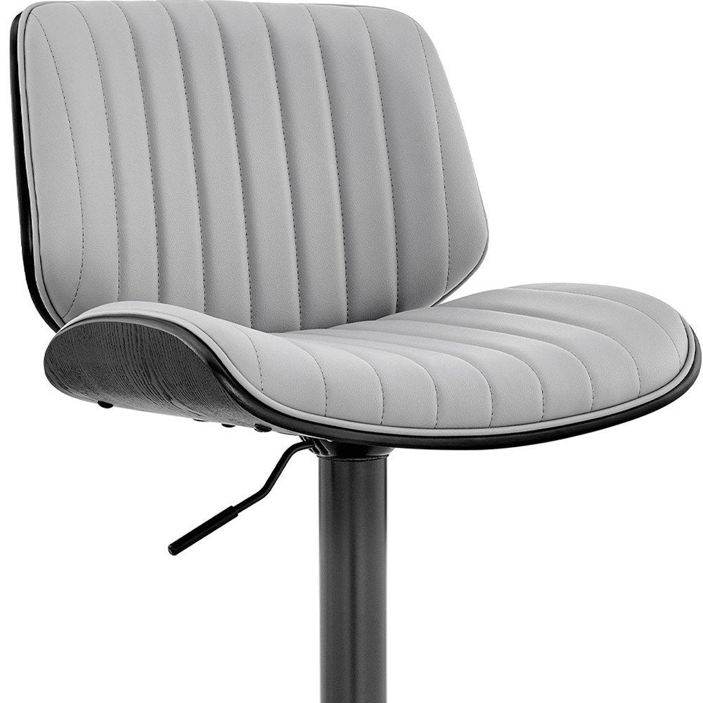 Gray And Black Fabric And Iron Adjustable Height Swivel Bar Chair