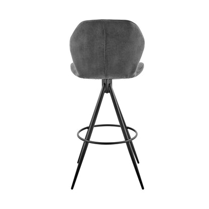 30" Charcoal And Black Fabric Microfiber And Microsuede And Iron Bar Height Bar Chair