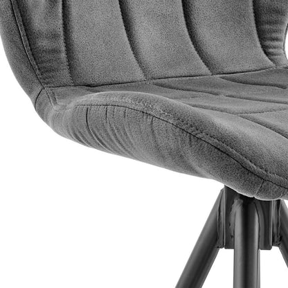 30" Charcoal And Black Fabric Microfiber And Microsuede And Iron Bar Height Bar Chair