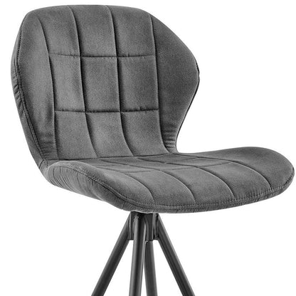 30" Charcoal And Black Fabric Microfiber And Microsuede And Iron Bar Height Bar Chair