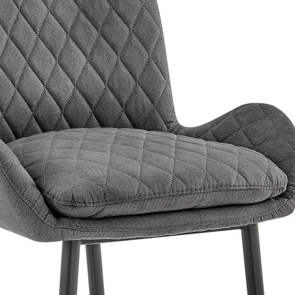 31" Charcoal And Black Fabric And Iron Bar Height Bar Chair