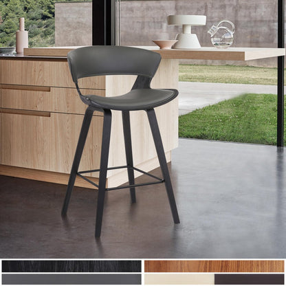 27" Gray And Black Fabric And Iron Low Back Counter Height Bar Chair