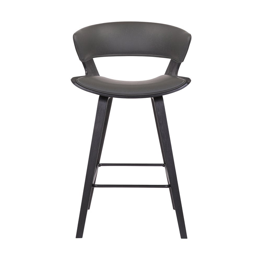 27" Gray And Black Fabric And Iron Low Back Counter Height Bar Chair