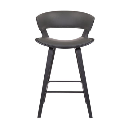 27" Gray And Black Fabric And Iron Low Back Counter Height Bar Chair