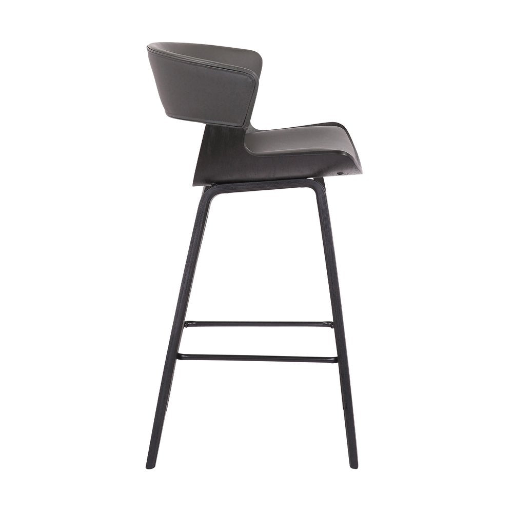 27" Gray And Black Fabric And Iron Low Back Counter Height Bar Chair
