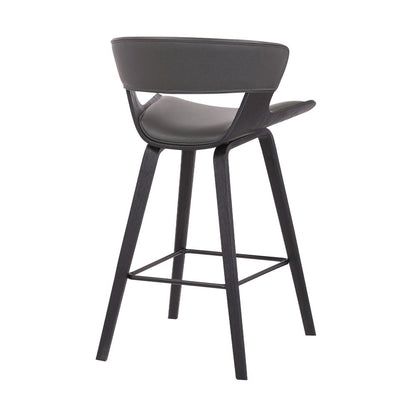 27" Gray And Black Fabric And Iron Low Back Counter Height Bar Chair