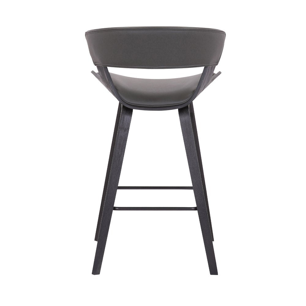 27" Gray And Black Fabric And Iron Low Back Counter Height Bar Chair