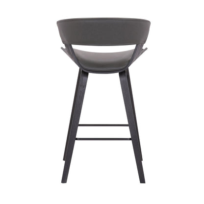 27" Gray And Black Fabric And Iron Low Back Counter Height Bar Chair