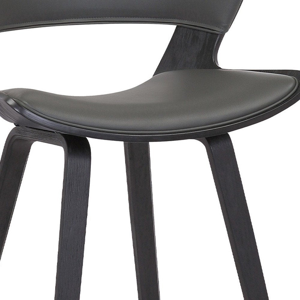 27" Gray And Black Fabric And Iron Low Back Counter Height Bar Chair