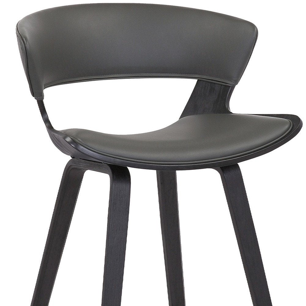 27" Gray And Black Fabric And Iron Low Back Counter Height Bar Chair