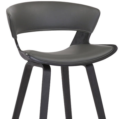 27" Gray And Black Fabric And Iron Low Back Counter Height Bar Chair