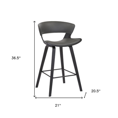 27" Gray And Black Fabric And Iron Low Back Counter Height Bar Chair