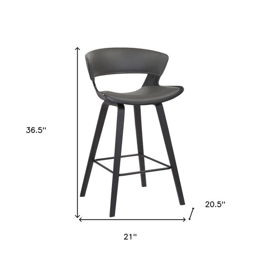 27" Gray And Black Fabric And Iron Low Back Counter Height Bar Chair