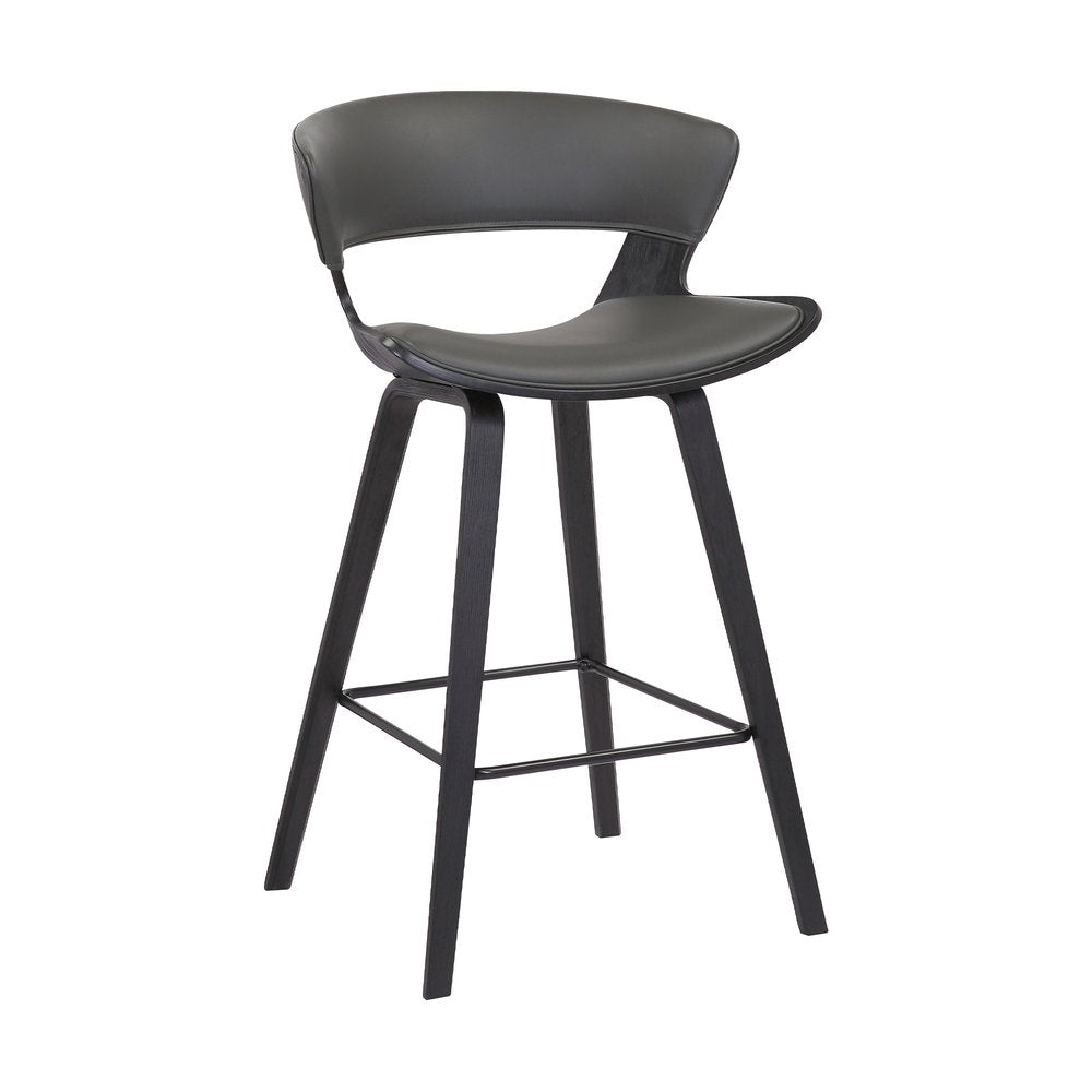 27" Gray And Black Fabric And Iron Low Back Counter Height Bar Chair