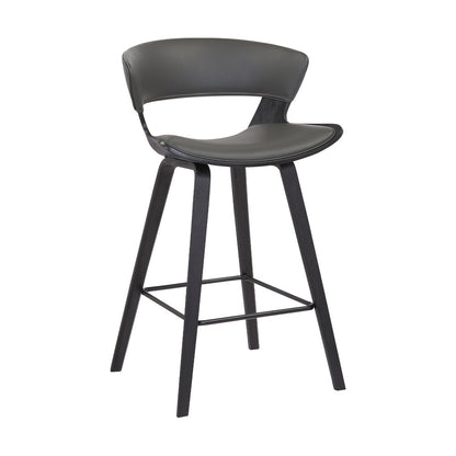 27" Gray And Black Fabric And Iron Low Back Counter Height Bar Chair