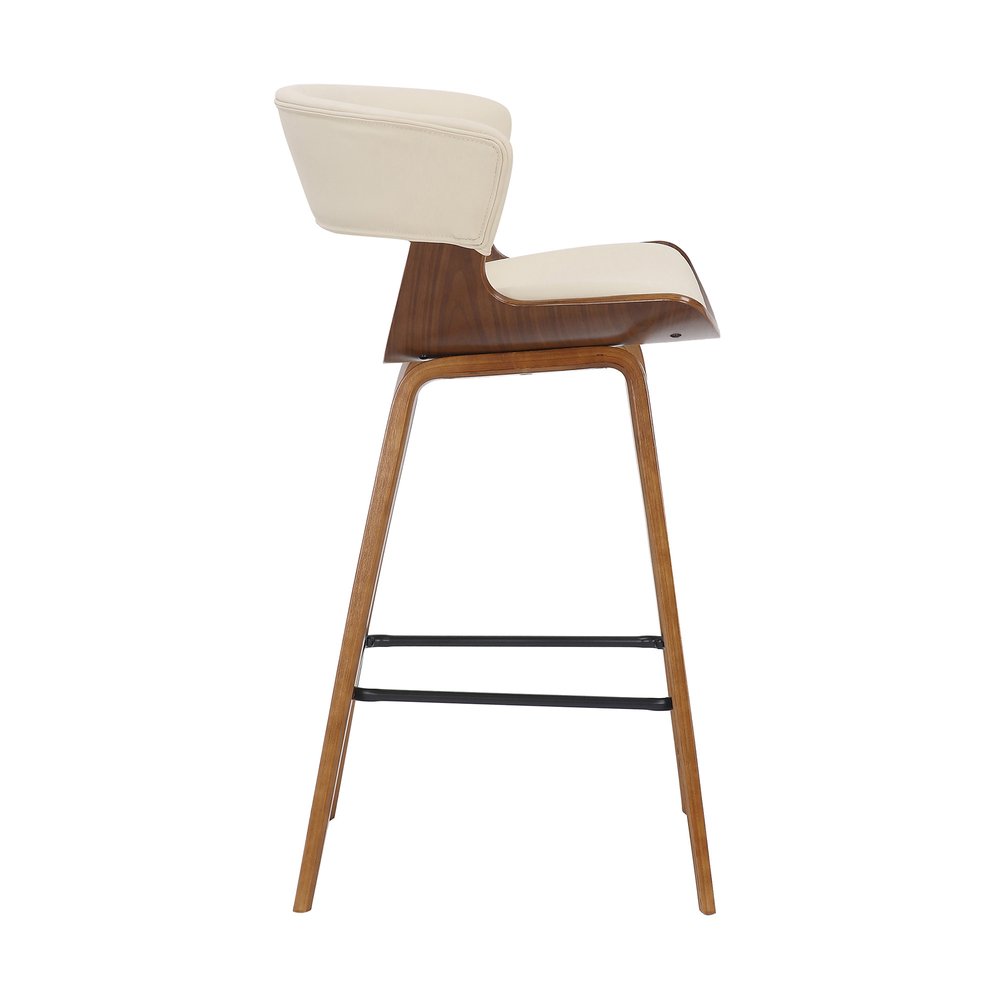 27" Cream And Brown Fabric And Iron Low Back Counter Height Bar Chair