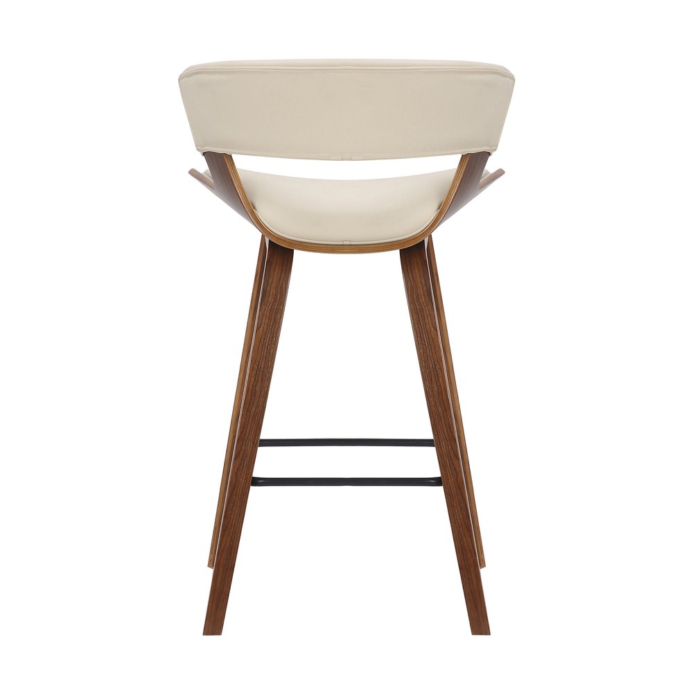 27" Cream And Brown Fabric And Iron Low Back Counter Height Bar Chair