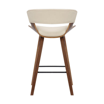 27" Cream And Brown Fabric And Iron Low Back Counter Height Bar Chair