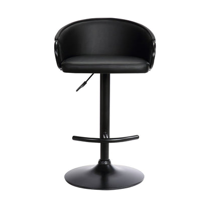 Black Faux Leather And Fabric And Iron Low Back Adjustable Height Swivel Bar Chair