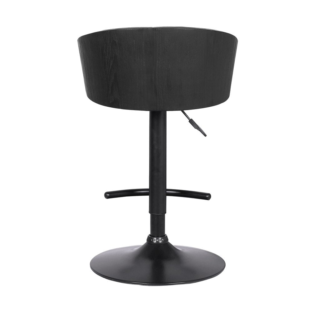 Black Fabric And Iron Low Back Adjustable Height Swivel Bar Chair