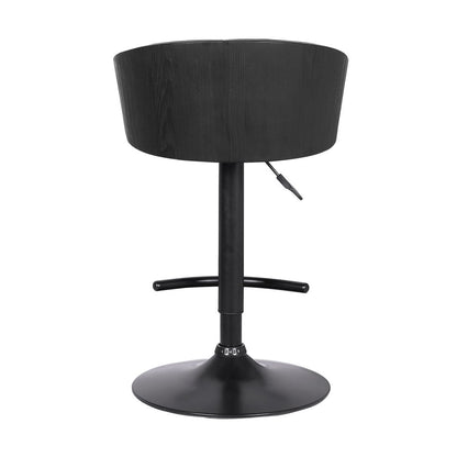 Black Fabric And Iron Low Back Adjustable Height Swivel Bar Chair