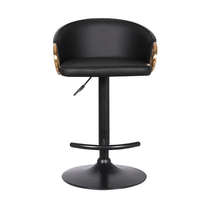 Black Fabric And Iron Low Back Adjustable Height Swivel Bar Chair