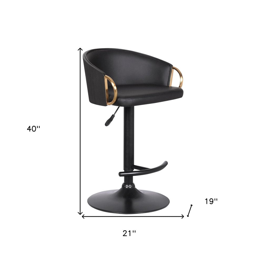 Black Fabric And Iron Low Back Adjustable Height Swivel Bar Chair