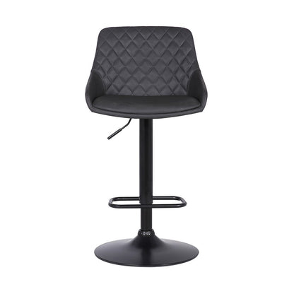 Gray And Black Fabric And Iron Low Back Adjustable Height Swivel Bar Chair