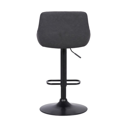Gray And Black Fabric And Iron Low Back Adjustable Height Swivel Bar Chair