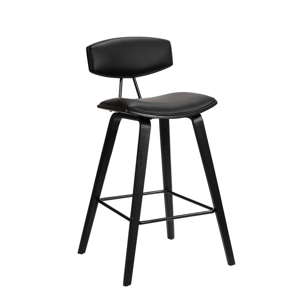 26" Black Fabric And Iron Low Back Counter Height Bar Chair