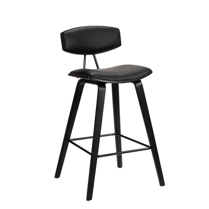 26" Black Fabric And Iron Low Back Counter Height Bar Chair