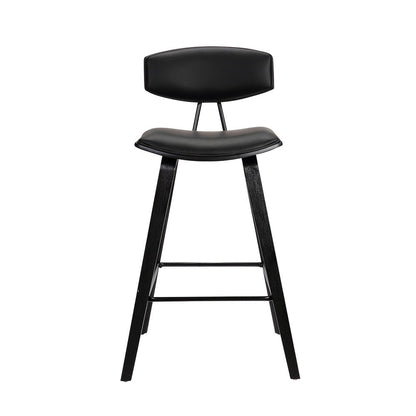26" Black Fabric And Iron Low Back Counter Height Bar Chair
