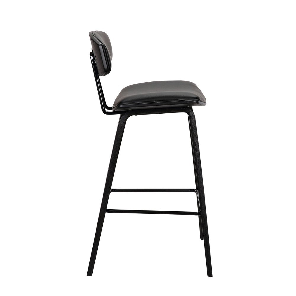 26" Black Fabric And Iron Low Back Counter Height Bar Chair