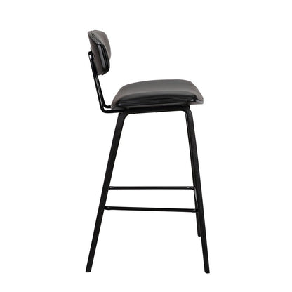 26" Black Fabric And Iron Low Back Counter Height Bar Chair
