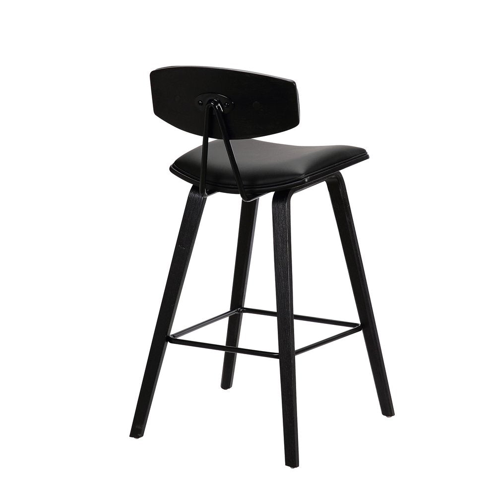 26" Black Fabric And Iron Low Back Counter Height Bar Chair