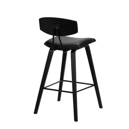 26" Black Fabric And Iron Low Back Counter Height Bar Chair