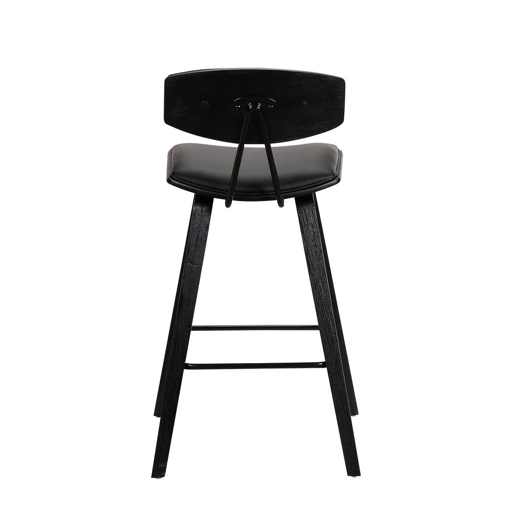26" Black Fabric And Iron Low Back Counter Height Bar Chair
