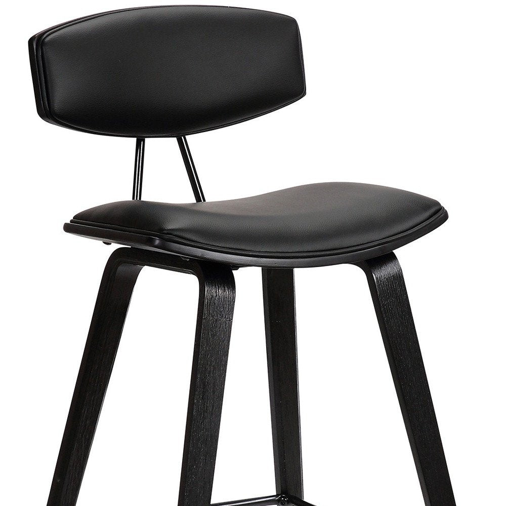 26" Black Fabric And Iron Low Back Counter Height Bar Chair