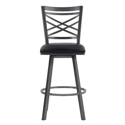 26" Black Fabric And Iron Counter Height Bar Chair