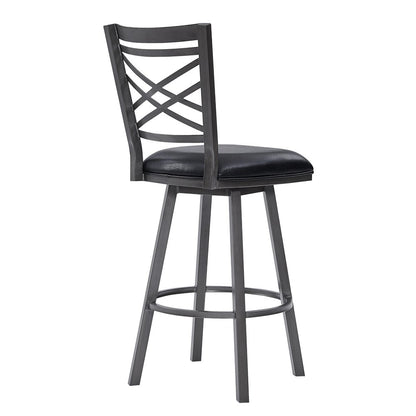 26" Black Fabric And Iron Counter Height Bar Chair
