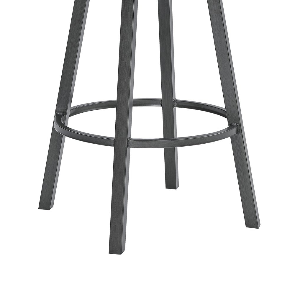 26" Black Fabric And Iron Counter Height Bar Chair