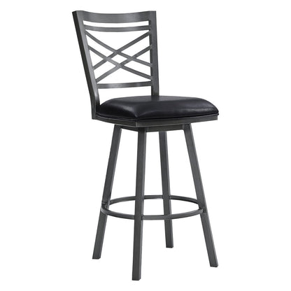 26" Black Fabric And Iron Counter Height Bar Chair