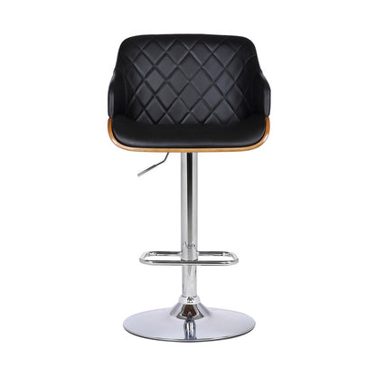 Black And Silver Faux Leather And Fabric And Iron Low Back Adjustable Height Swivel Bar Chair
